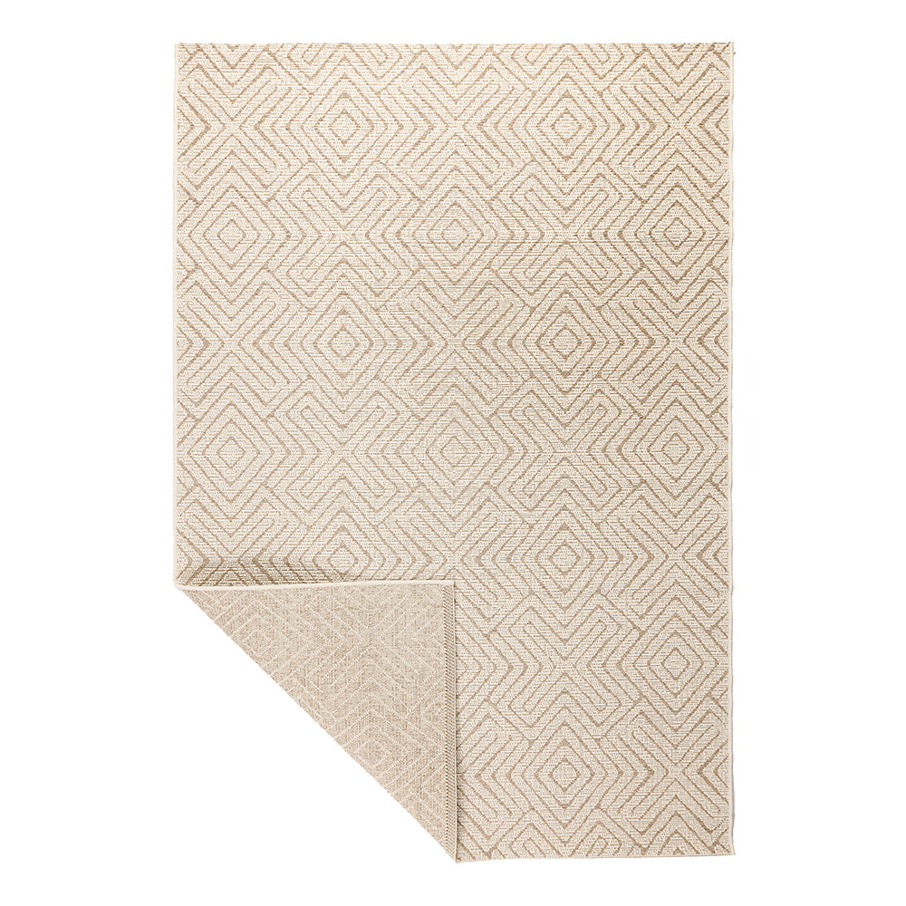 Tapete beige de yute sintético texturizado con estilo artesanal (Grace 39771-336)