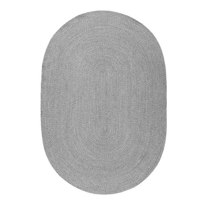 Tapete ovalado gris con textura rústica de estilo minimalista y artesanal (Faro P0247-076)