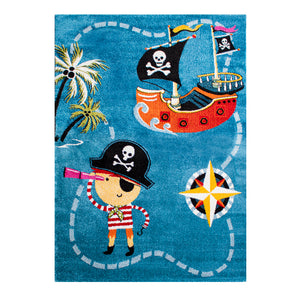 Tapete para niños, azul con diseño de pirata, ideal para pie de cama (Diamond C 21835-030)