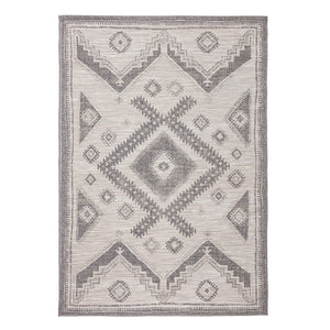 Tapete gris con diseño kilim de estilo artesanal (Mira 29508-075)