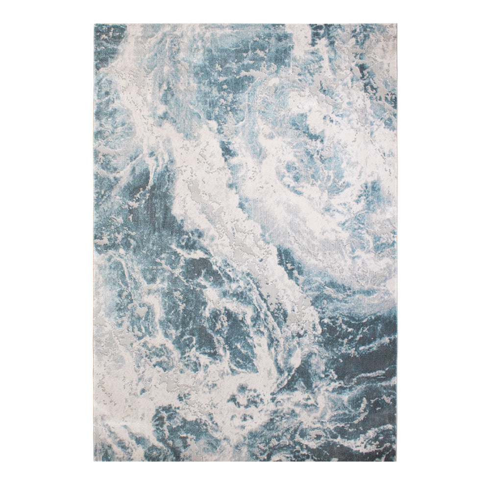 Tapete azul y blanco texturizado con diseño de olas y de estilo moderno (Sophistic 31868-031)