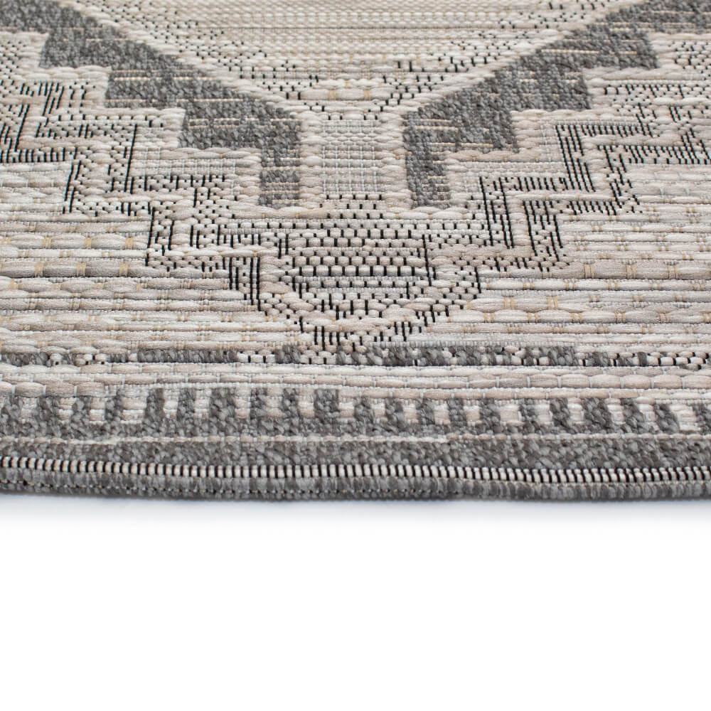Tapete gris con diseño kilim de estilo artesanal (Mira 29508-075)